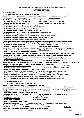 Đề cương ôn tập thi học kỳ I môn Sinh học Lớp 10 (Nâng cao) - Năm học 2019-2020